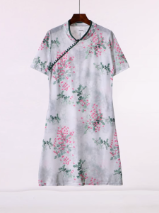 Váy Ngắn Tay Mùa Hè Mới Của Thương Hiệu Nhà Giảm Giá Váy Cạp Cao Phong Cách Trung Hoa Cổ Điển Chất Liệu Polyester Trang Phục Thường Ngày