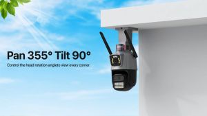 Guoan 8MP 4K (2 Camera) CCTV Camera Audio Outdoor WiFi Camera Motion Detection Police Light Alarm CCTV Video Surveillance IP66 Waterproof Camera