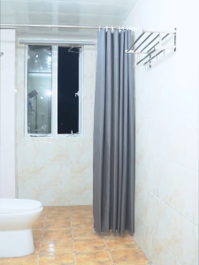 Dark Gray Polyester Shower Curtain Waterproof Bathroom Curtains