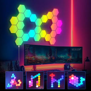 Đèn Tường Hình Lục Giác RGB Thông Minh Đổi Màu Đèn Ngủ Tạo Không Khí Với Chức Năng Đồng Bộ Nhạc Qua Ứng Dụng Dành Cho Phòng Game Trang Trí Nhà Cửa Kèm Bóng Đèn LED