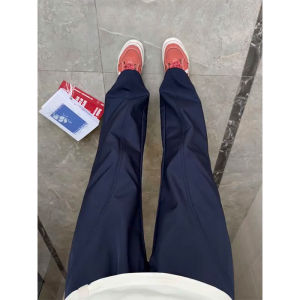 Black Slim Fit Casual Pants Mens Summer Thin Quick Dry American Workwear Trousers Sport Leisure Straight Leg Long Trousers