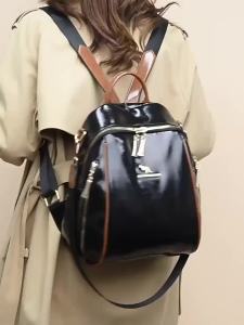 《308》หนังวัวขี้ผึ้งความรู้สึกระดับไฮเอนด์กระเป๋าผู้หญิงกระเป๋าเป้หนังจิงโจ้ขายร้อนขายถูกกระเป๋านักเรียนผู้หญิงมัลติฟังก์ชั่น