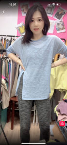 เสื้อคลุมโยคะแขนยาวหลวมไซส์ใหญ่แห้งเร็วสำหรับออกกำลังกาย ผ้าฝ้ายบาง โปร่งใส ชุดกีฬา กระโปรงทรงเอ ผ้าฝ้ายผสมโพลีเอสเตอร์