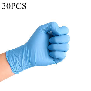 30/60/100PCS Blue Nitrile Gloves Disposable Nitrile Gloves Kitchen Baking Cleaning Hairdressing Bathroom Pet Bathing Tools
