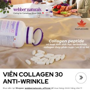 Viên uống Collagen giảm nếp nhăn và tăng độ đàn hồi da Collagen30 Webber Naturals Anti-Wrinkle