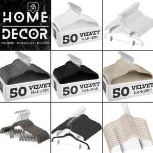 ไม้แขวนเสื้อ Velvet กำมะหยี่ ตะขอสีเงิน 10 ชิ้น สำหรับหมดผม กำไรที่สุด