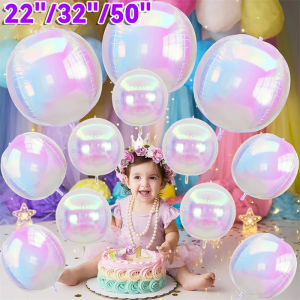 Dizoey 22/32/50inch 4D bóng bay tráng nhôm cầu vồng gương bóng Inflatable treo khổng lồ bóng sinh nhật tự làm đồ trang trí tiệc cưới