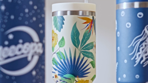 MEECOPA 1200ML Multipurpose Tumbler Tropical Rainforest Print luminous Creative Design Car Cup Large Capacity Stainless