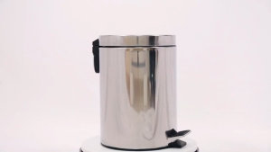 Pedal Type Stainless Steel Waste Bin Round Foot Step Trash Can with Plastic Inner Bucket Slow Close Lid for Kitchen Bathroom Office Hotel