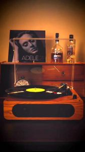 Middix Gramophone Desktop Retro Vinyl Record Player: Bluetooth Turntable & Audio Input