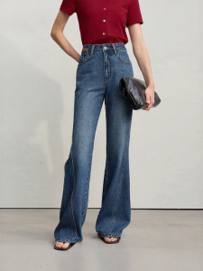 AMII | Fall New Casual Bootcut Jeans Yeast Washed Salted