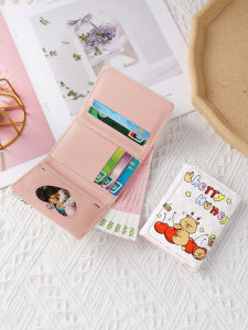 Creative Cute Cartoon Short Wallet for Women Tri-Fold Slim Multi-Card Slot Storage Bag Lightweight Leather Youth Fashion