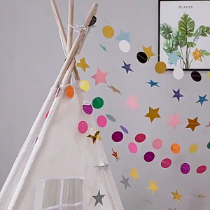 ส่งจากไทย🚀ลายการ์ตูนจุด ธงราวตกแต่งแบนเนอร์วันเกิดรูปแบบสัตว์การจัดเทศกาล Drawstring ตกแต่งแบนเนอร์การออกแบบที่หลากหลาย