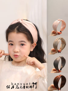 Girls Satin Hairband Wide Edge Crossed Bandages Childrens Headwear Elegant Simple Versatile Hair Accessories for Little Girls