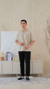 MYMODA 583 Kemeja Polos Vintage Pria Casual Lengan Pendek