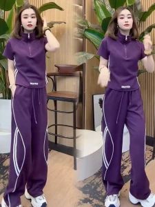 QIAOXIZI | Large Size Fashionable Sport Set Spacious and Slender Straight Trousers