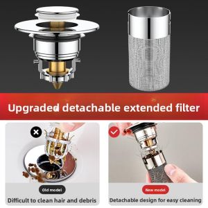MONLEYTA | Universal Bathroom Sink Drain Plug Anti-Clogging Bounce Core Leaking Preventer Filter Net Press Down Device For Wash Basins