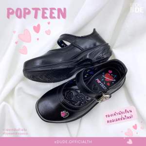 POPTEEN รองเท้านักเรียนผู้หญิง หนังดำ ป็อปทีน ไซส์ 30-42 พร้อมส่ง
