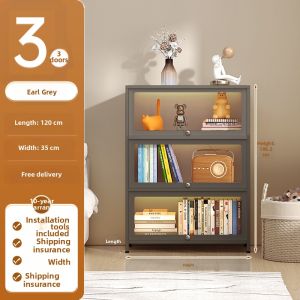 Steel Glass Door Children Dustproof Shelf