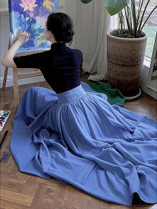 xocoboho | French Style High-Quality Blue A-Line Skirt