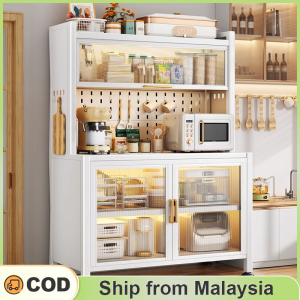 2/3/4/5 Layer Kitchen Storage Rack | Carbon Steel Cabinet with Cover | Microwave Oven Shelf | Rak Dapur | Kabinet Penyimpanan Multifungsi