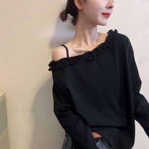 SHANGSHA | Elegant Unique Off-Shoulder T-Shirt