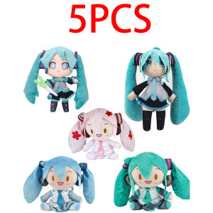 Cute Adorable Hatsune Miku Plush Fluffy Anime Stuffed Doll with Signature Pigtails Cuddly Figure for Collectors & Gift Giving.
