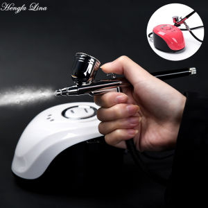 Hengfa Lina Dual-Action Airbrush Compressor 0.2mm/0.3mm/0.4mm Set Spray Adjustable Power Air brush for Nail Art Cake Decoration Makeup