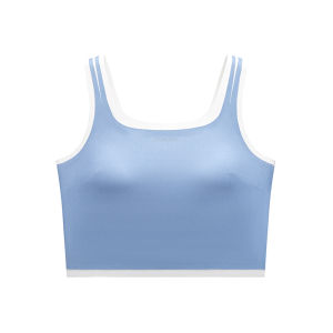 ManiForm | Round Neck Aesthetic Back Sports Top with Built-in Bra and Color Block Sweat-wicking