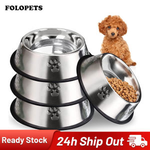 FOLOPETS Pet Bowl Dog Cat Thick Stainless Steel Non-slip Feeding Bowl Pet Water bowl Pet Supplies