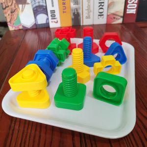 Mengshi Preschool Educational Tool Screw Nut Assembly Toys Cognitive Developmental Playthings for 1-3 Years Old Kids