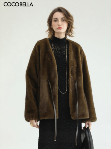 COCO BELLA | Womens Eco-Friendly Faux Mink Coat with PU Belt