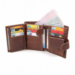 GUANGMANZHI | Retro Short Tri-fold RFID Secure Leather Wallet