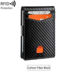 Minimalist Mens RFID Blocking Multi-Functional Ultra-Thin 12-Card Wallet Front Pocket Bi-Fold Solid Color Portable Card Holder