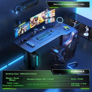 HumaneX | Intelligent White Carbon Fiber Electric Adjustable Gaming Desk