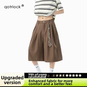 QOTRIOCK | Casual Khaki Loose Mid-length Pants