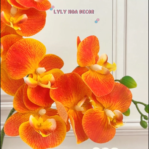 COMBO 5-10 Cành Hoa Lan cánh cao su non 5 bông thân đốm Giống Thật. Hoa Lụa Decor