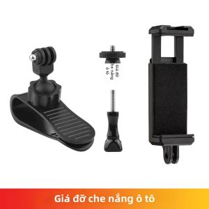 Giá Đỡ Kính Chắn Nắng Ô Tô 4 Trong 1 Cho GoPro Insta360 DJI Action Camera Kẹp Điện Thoại Với Bộ Chuyển Đổi 1/4 Inch Ốc Vặn Điều Chỉnh Hỗ Trợ