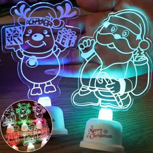 4PCS Colorful LED Christmas Decorative Lights with Music Xmas Tree Snowman Kids Gifts Cute Glowing Light Party Home Decor
