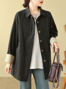 Big Sale Leak-Picking 2024 Spring & Fall New Arrival K-style Artsy All-Matching Long Sleeve Coat Female Mid Length Long Length Casual Trench Coat Cardigan