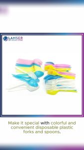 Disposable plastic colorful forks and spoons birthday supplies party supplies