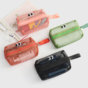 South Korea Livework Big Eyes Portable Toiletry Bag Stationery Case Pencil Case Mesh Travel Cosmetic Bag Storage Bag