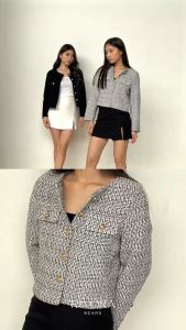 Kiyorawears - Paris Tweed Blazer / Atasan Tweed / Jacket Wanita / Blazer Office Lady / Kemeja Kantor Lengan Panjang Wanita / Casual Blouse / Baju Atasan Wanita Terbaru / Shirt Crop Top / Atasan Wanita Kekinian / Korean Style
