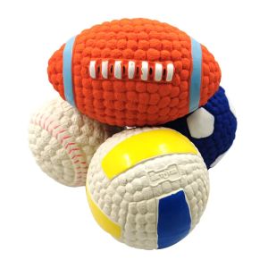 Soft Pet Ball Squeaky Toy For Small Large Dog Rugby Tennis Volleyball Football ball Latex Tooth Cleaning Training Toys