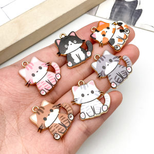 5/10pcs Multicolor Cat Alloy Pendants – Adorable Designs Perfect for DIY Jewelry Bracelets & Keychains