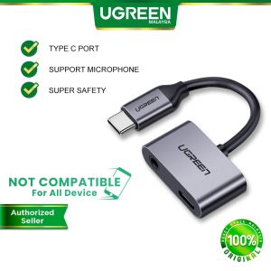 UGREEN 2 In 1 Type C To 3.5MM Aux Audio Jack And Charging Adapter 3.5 mm Converter 2IN1 USBC Type C For HUAWEI XIAOMI OPPO VIVO ONEPLUS SMARTPHONE TABLET