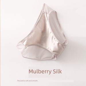 Silk Triangle Panties Womens Smooth Antibacterial  Silk Satin Mesh Transparent Summer Low Waist Briefs Underwear