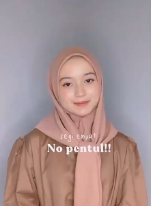 RABBANIYA - Hijab Segi Empat Zipper Resleting Ceruty Babydoll Dua Layer Ukuran 130x130