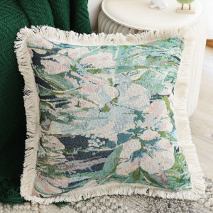 Green Wild Goose Chase Oil Painting Cushion Cover No Core High End Living Room Sofa Pillow Backrest Bedding Square Shape