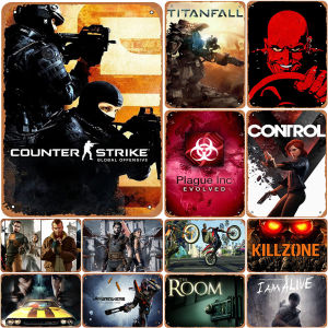 Video Game Metal Tin Signs Counter Strike Titanfall Posters Plate Wall Decor for Game Room Home Bars Man Cave Cafe Clubs Retro